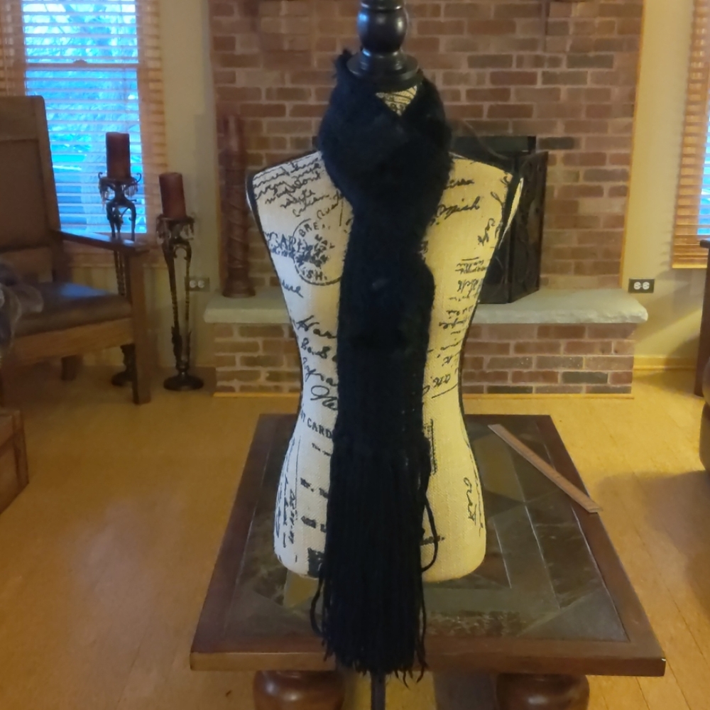 Faux Fur Patches Knit Scarf